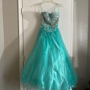 Turquoise Jeweled Dress